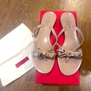 Valentino tan gold studded sandal